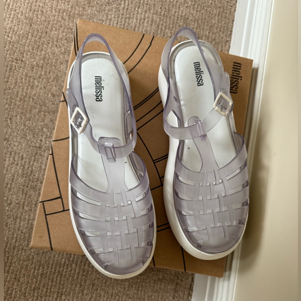 Melissa Possession Plato clear/white jelly platform shoes